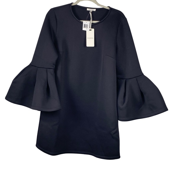 Pleione Dresses & Skirts - Anthropologie Pleione NWT Black Ruffle Bell Sleeve A-Line Scuba Mini Dress Small